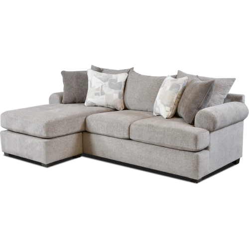 Sectional Sofa w/ Left Facing Chaise in Kittery Pewter Gray Fabric