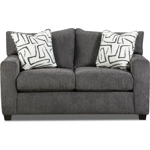 Loveseat in Ripple Midnight Charcoal Fabric