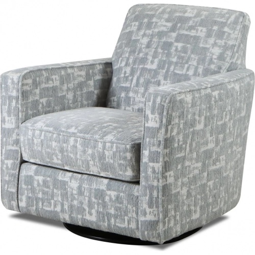 Swivel Glider Accent Chair in Fillmore Chambray Multicolor Fabric