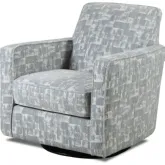 Swivel Glider Accent Chair in Fillmore Chambray Multicolor Fabric
