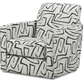 Swivel Glider Accent Chair in Yukon Ebony Black & Off White Fabric