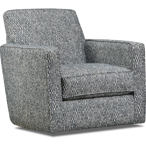 Swivel Glider Accent Chair in Beaumont Blue Multicolor Fabric