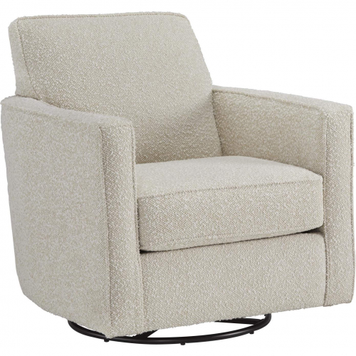 Swivel Glider Accent Chair in Cherie Pearl Beige Fabric