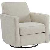 Swivel Glider Accent Chair in Cherie Pearl Beige Fabric