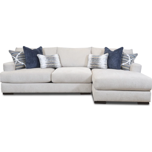 Sectional Sofa w/ Right Facing Chaise in Nathan Porcelain Off White Fabric