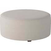39" Round Cocktail Ottoman in Truth or Dare Salt Off White Fabric
