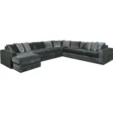 4 Piece Sectional Sofa w/ Left Facing Chaise in Opal Pine Green Performance Fabric