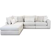 5 Piece Sectional Sofa With Left Chaise in Hogan Cotton Off White Fabric