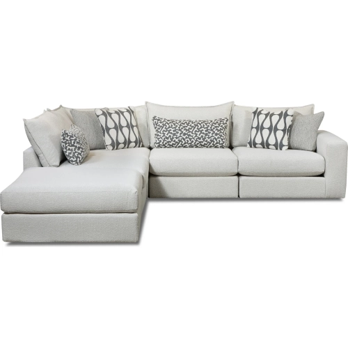 5 Piece Sectional Sofa w/ Left Chaise in Contour Natural Off White Fabric