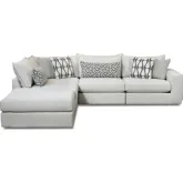 5 Piece Sectional Sofa w/ Left Chaise in Contour Natural Off White Fabric