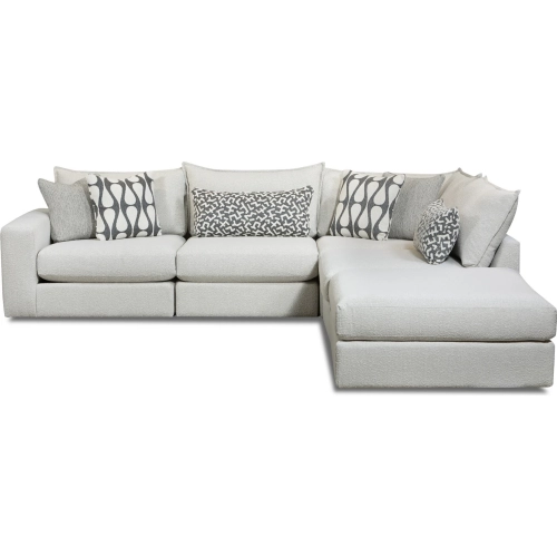 5 Piece Sectional Sofa w/ Right Chaise in Contour Natural Off White Fabric