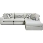 5 Piece Sectional Sofa w/ Right Chaise in Contour Natural Off White Fabric