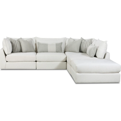 5 Piece Sectional Sofa in Claudia Natural Off White Fabric