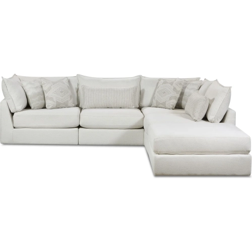 5 Piece Sectional Sofa in Hobnob Cotton Off White Performance Fabric