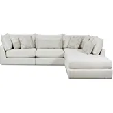 5 Piece Sectional Sofa in Hobnob Cotton Off White Performance Fabric