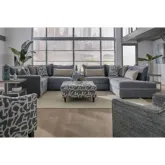 7 Piece Modular Sectional Sofa w/ Right Chaise in Scarborough Steel Blue Fabric