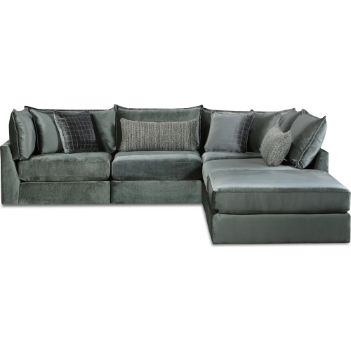 5 Piece Sectional Sofa in Opal Pine Green Fabric