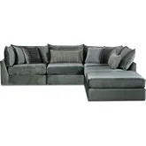5 Piece Sectional Sofa in Opal Pine Green Fabric