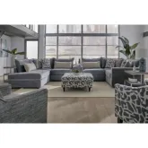 7 Piece Modular Sectional Sofa w/ Left Chaise in Scarborough Steel Blue Fabric