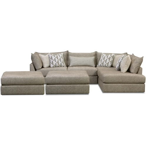 6 Piece Modular Sectional Sofa in Seluna Truffle Brown Fabric