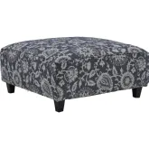 38" Cocktail Ottoman in Brianne Powder Taupe & Gray Floral Fabric