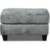 Ottoman in Scarborough Steel Gray-Blue Fabric