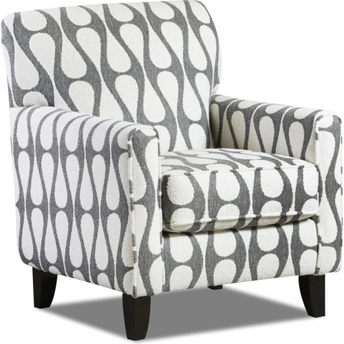 Accent Chair in Hourglass Denim Grey & White Fabric