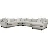 Sectional Sofa w/ Right Facing Chaise in Durango Pewter Off White Fabric