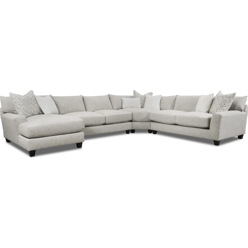 Sectional Sofa w/ Left Facing Chaise in Durango Pewter Off White Fabric