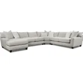 Sectional Sofa w/ Left Facing Chaise in Durango Pewter Off White Fabric