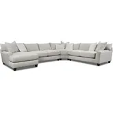 4 Piece Sectional Sofa w/ Left Arm Facing Chaise in Durango Moose Greige Fabric