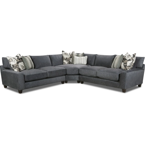 3 Piece L Sectional Sofa in Argo Ash Gray Fabric