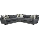 3 Piece L Sectional Sofa in Argo Ash Gray Fabric