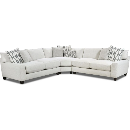 3 Piece L Sectional Sofa in Contour Natural Off White Fabric