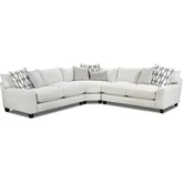 3 Piece L Sectional Sofa in Contour Natural Off White Fabric