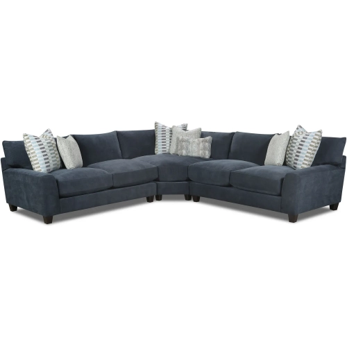 3 Piece L Sectional Sofa in Elise Ink Gray Fabric