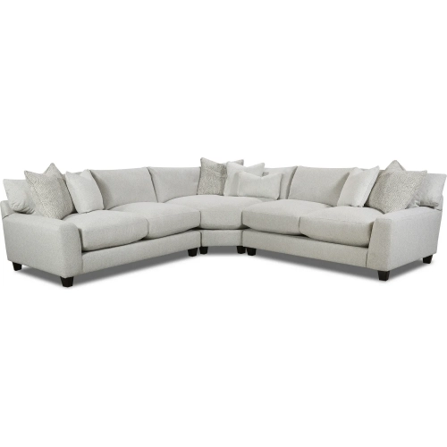 3 Piece L Sectional Sofa in Hogan Cotton Off White Performance Fabric