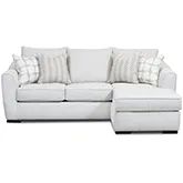 Sectional Sofa w/ Right Facing Chaise in Cheerio Cloud White Fabric