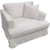 Accent Chair & a Half in Sutton Snow White Fabric Slip Cover
