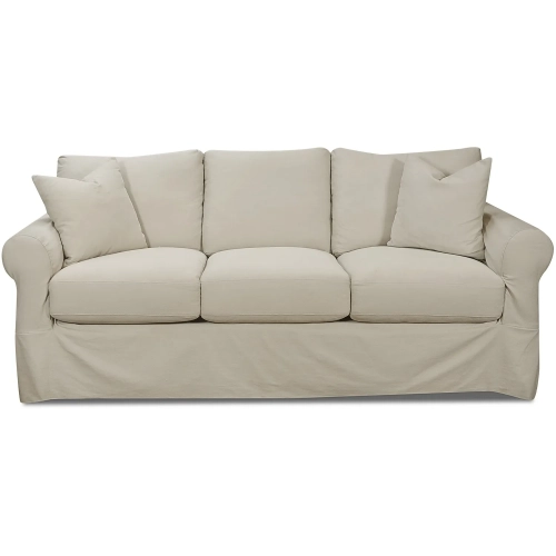 Rolled Arm Sofa in Sutton Sand Fabric Slip Cover