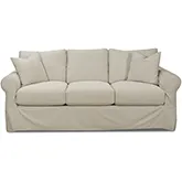 Rolled Arm Sofa in Sutton Sand Fabric Slip Cover