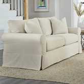 Rolled Arm Loveseat in Sutton Sand Fabric Slip Cover