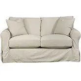 Rolled Arm Loveseat in Sutton Sand Fabric Slip Cover