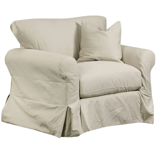 Rolled Arm Accent Chair & a Half in Sutton Sand Fabric Slip Cover