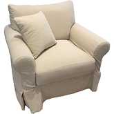 Rolled Arm Accent Chair & a Half in Sutton Sand Fabric Slip Cover