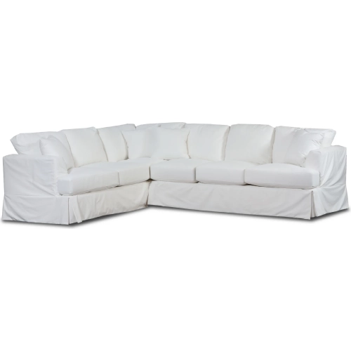 Sectional Sofa w/ Right Arm Facing Sofa in Sutton Snow White Fabric Slip Cover