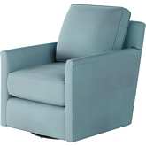 Swivel Glider Accent Chair in Bella Skylight Blue Fabric