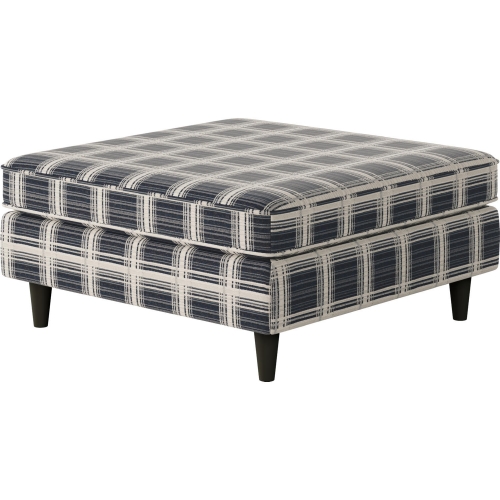 38" Square Cocktail Ottoman in Stanza Navy Blue Fabric