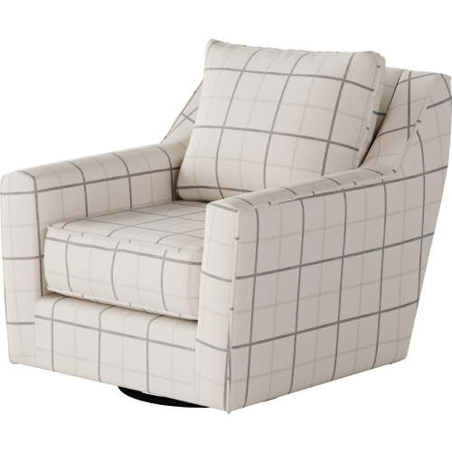 Swivel Glider Accent Chair in Windowpane Chalk & Gray