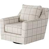 Swivel Glider Accent Chair in Windowpane Chalk & Gray